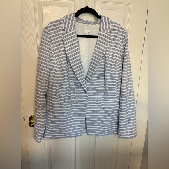 J.Jill Modern Spectator Blazer | White & Light Blue Tweed | Women’s Large - Picture 4 of 11